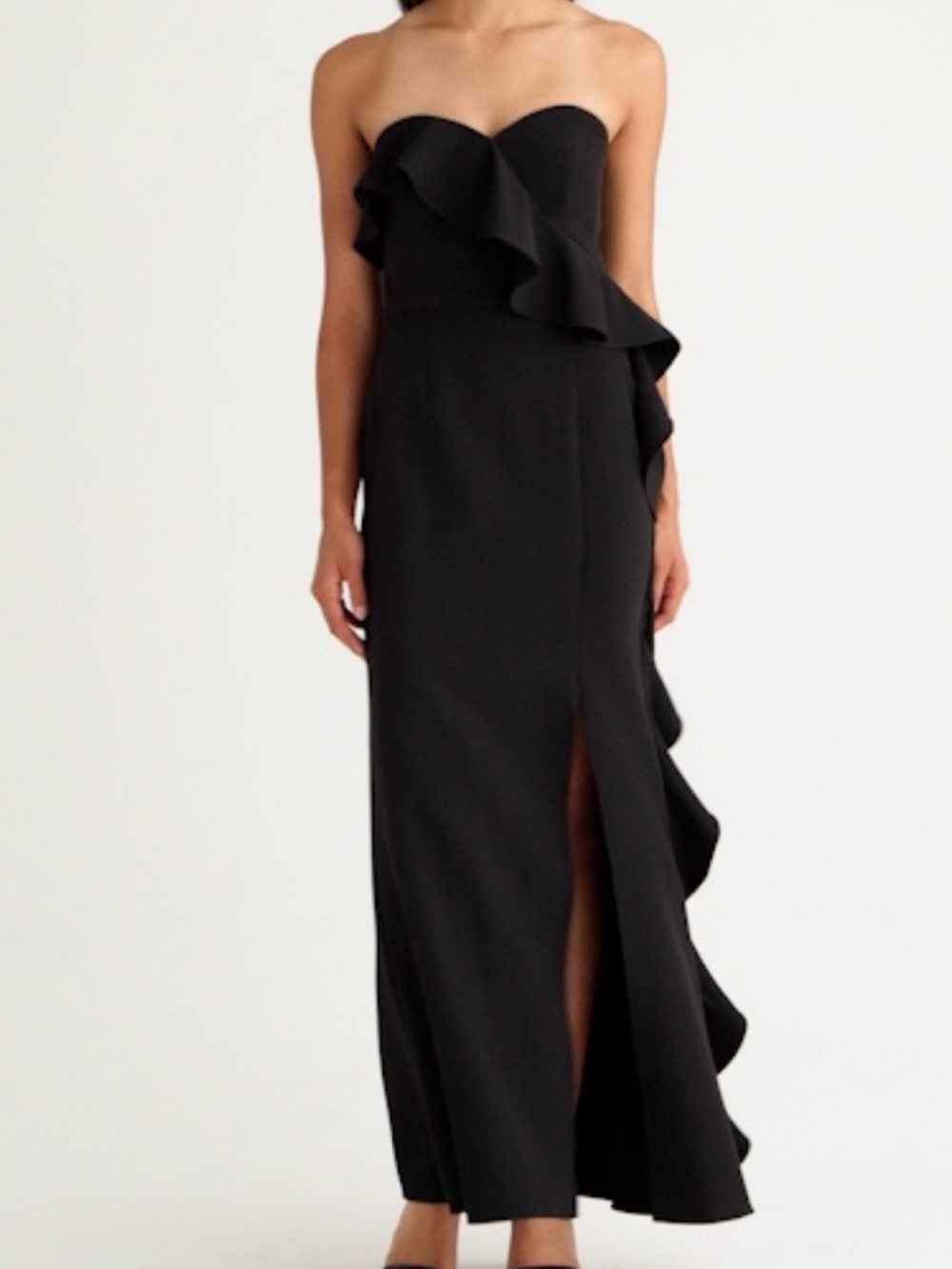MARINA Strapless Black Ruffle Column Gown Nordstrom